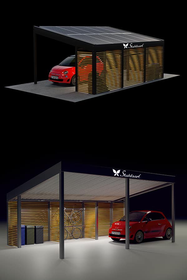 Solar Carport von Stahlzart. Modern Design (2+ E Autos)